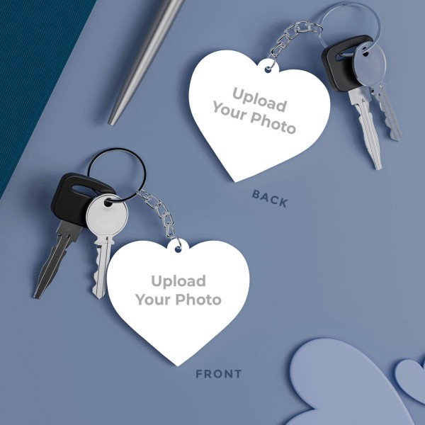 Custom Love Shaped Photo Keychains With Two Side Print On Acrylic
