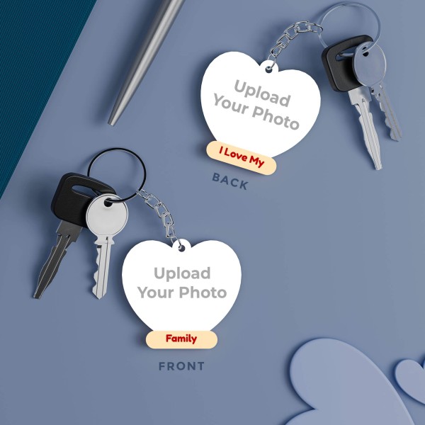 Custom I Love My Family Design Keychain