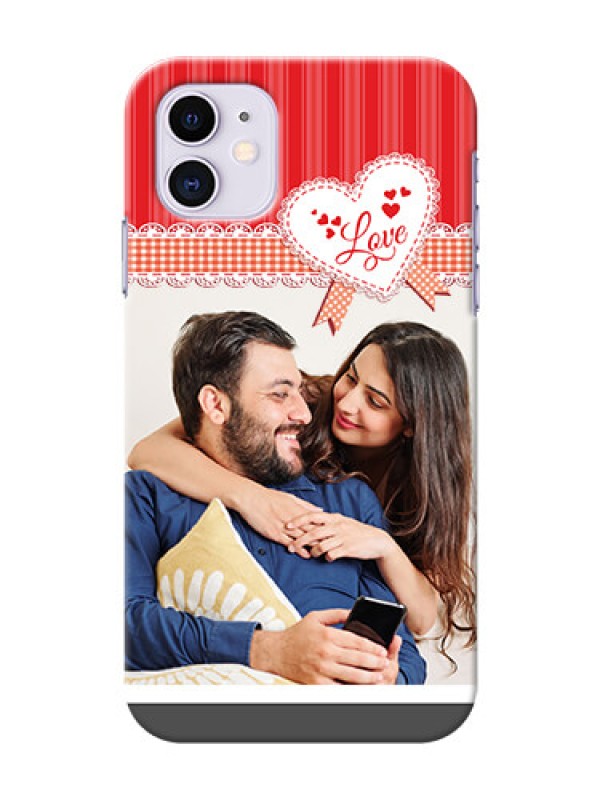 Custom Iphone 11 phone cases online: Red Love Pattern Design