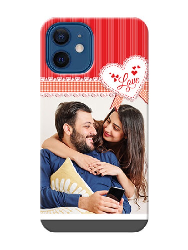 Custom iPhone 12 phone cases online: Red Love Pattern Design