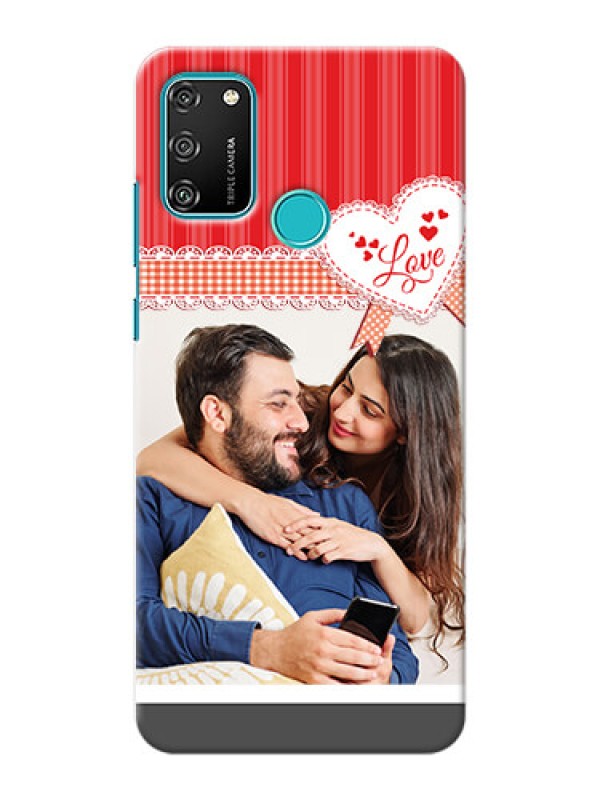 Custom Honor 9A phone cases online: Red Love Pattern Design