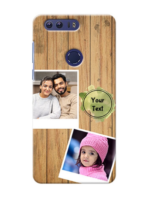 Custom Huawei Honor 8 3 image holder with wooden texture  Design