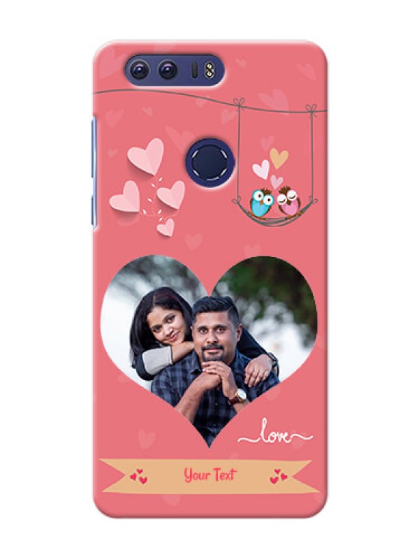 Custom Huawei Honor 8 heart frame with love birds Design