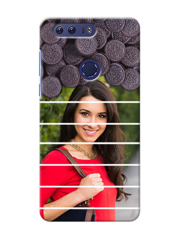 Custom Huawei Honor 8 oreo biscuit pattern with white stripes Design