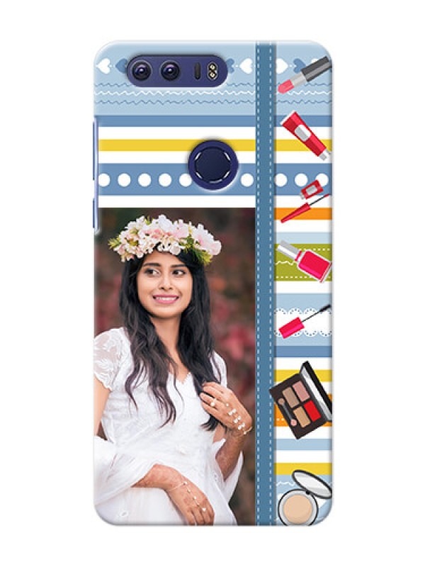 Custom Huawei Honor 8 hand drawn backdrop with makeup icons Design