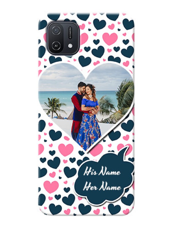 Custom Oppo A16k Mobile Covers Online: Pink & Blue Heart Design