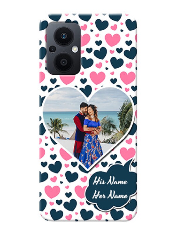 Custom Oppo F21 Pro 5G Mobile Covers Online: Pink & Blue Heart Design