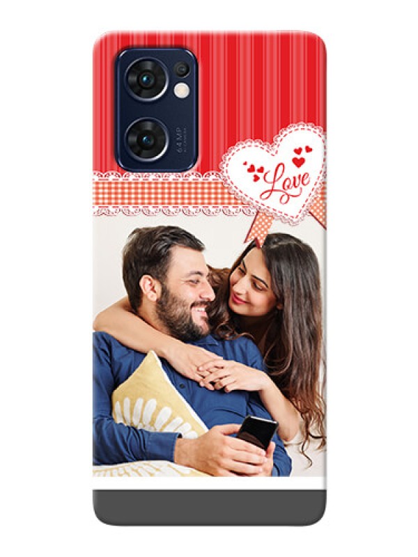 Custom Reno 7 5G phone cases online: Red Love Pattern Design