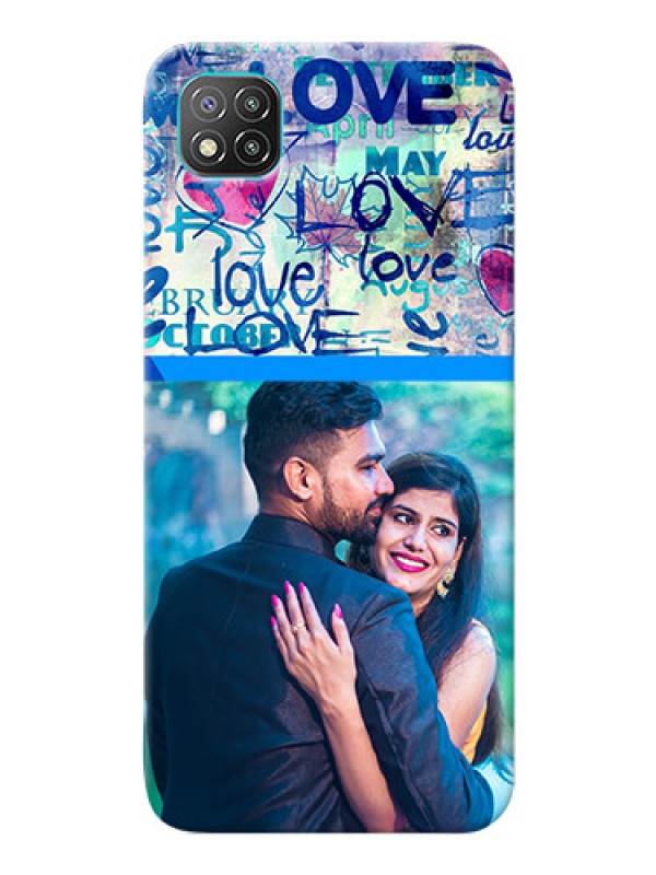 Custom Poco C3 Mobile Covers Online: Colorful Love Design