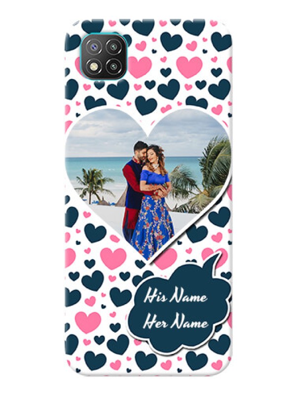 Custom Poco C3 Mobile Covers Online: Pink & Blue Heart Design