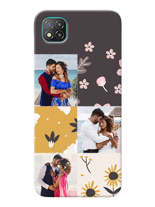 Custom Poco C3 phone cases online: 3 Images with Floral Design