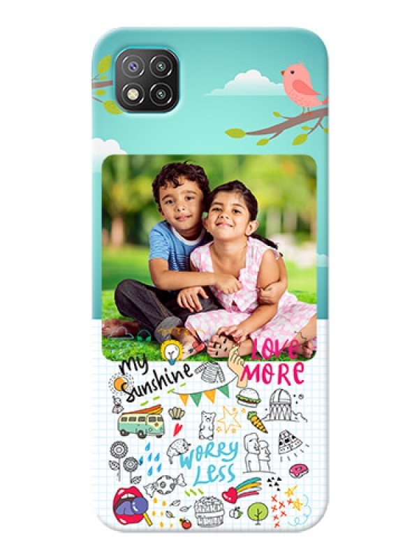 Custom Poco C3 phone cases online: Doodle love Design