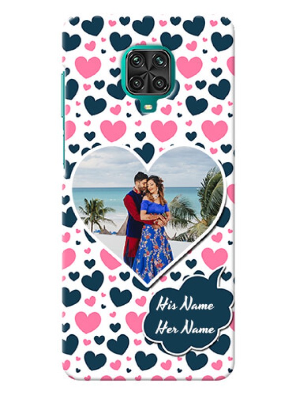 Custom Poco M2 Pro Mobile Covers Online: Pink & Blue Heart Design
