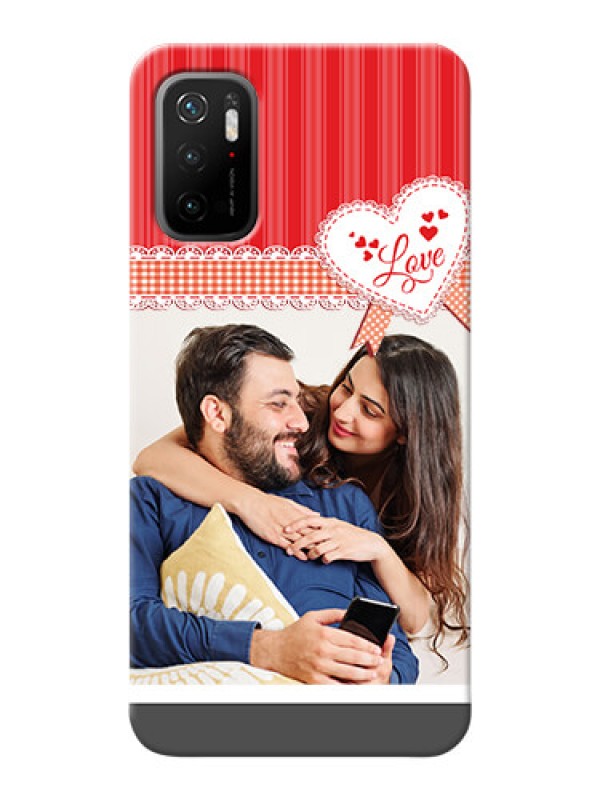 Custom Poco M3 Pro 5G phone cases online: Red Love Pattern Design