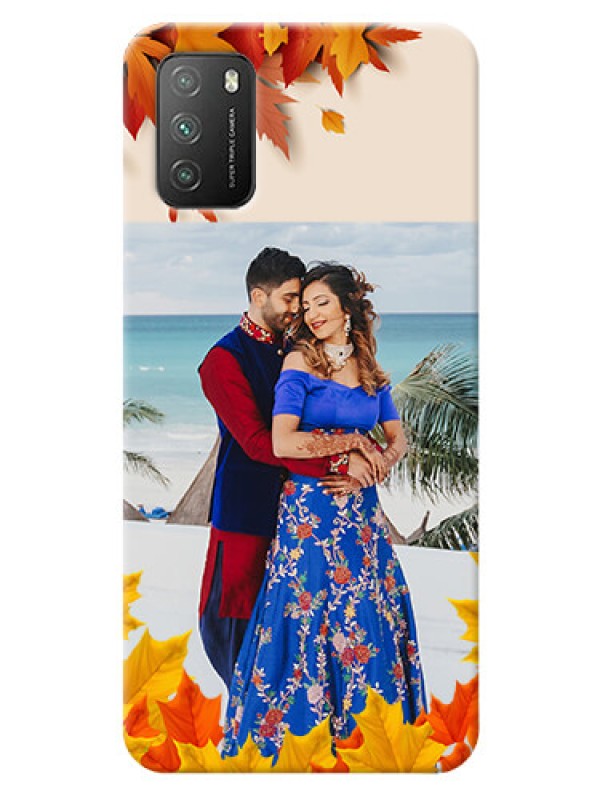 Custom Poco M3 Mobile Phone Cases: Autumn Maple Leaves Design