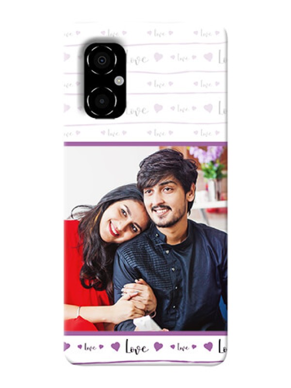 Custom Poco M4 5G Single Pic Upload Couple Hearts and Wave Lines Design Custom Phone Case