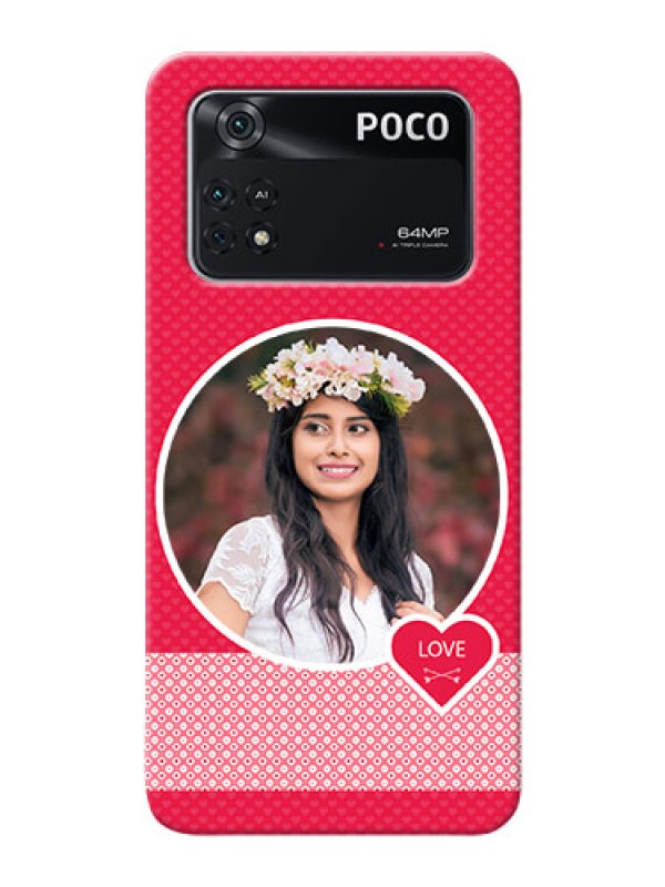 Custom Poco M4 Pro 4G Mobile Covers Online: Pink Pattern Design