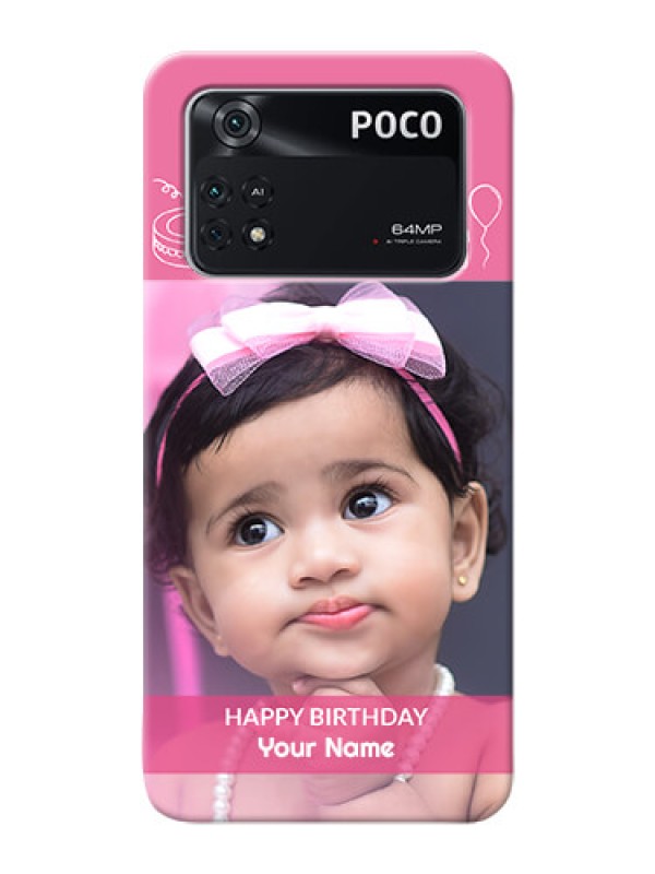 Custom Poco M4 Pro 4G Custom Mobile Cover with Birthday Line Art Design