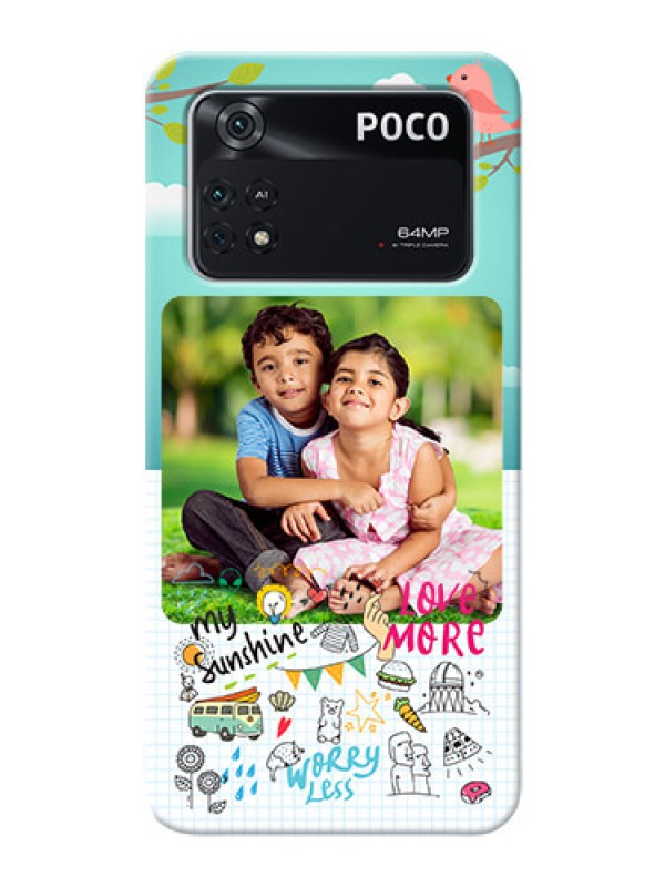 Custom Poco M4 Pro 4G phone cases online: Doodle love Design