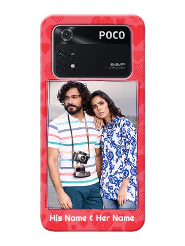 Custom Poco M4 Pro 4G Mobile Back Covers: with Red Heart Symbols Design