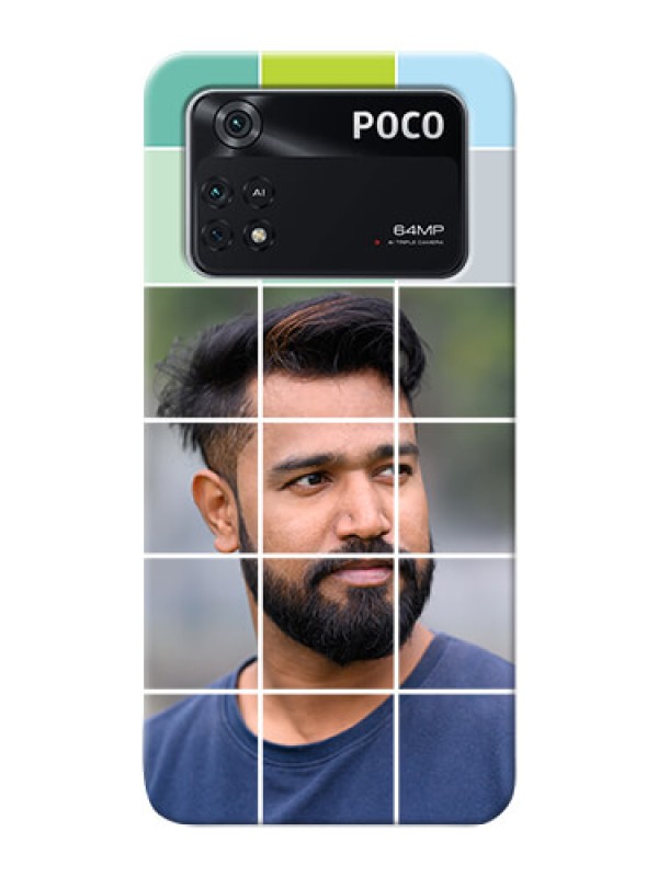Custom Poco M4 Pro 4G personalised phone covers with white box pattern 