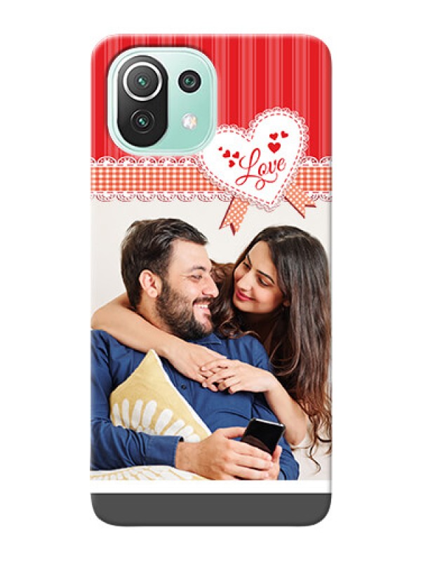 Custom Mi 11 Lite NE 5G phone cases online: Red Love Pattern Design