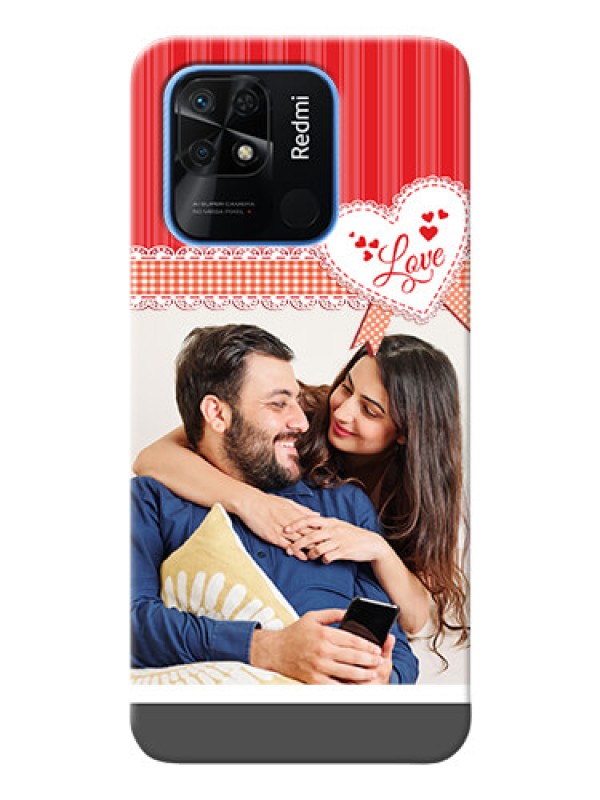 Custom Redmi 10 phone cases online: Red Love Pattern Design