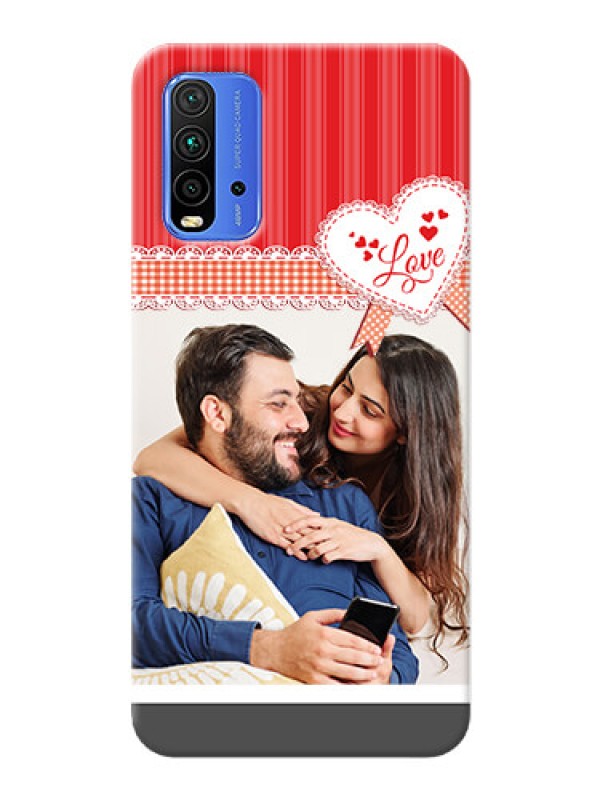 Custom Redmi 9 Power phone cases online: Red Love Pattern Design