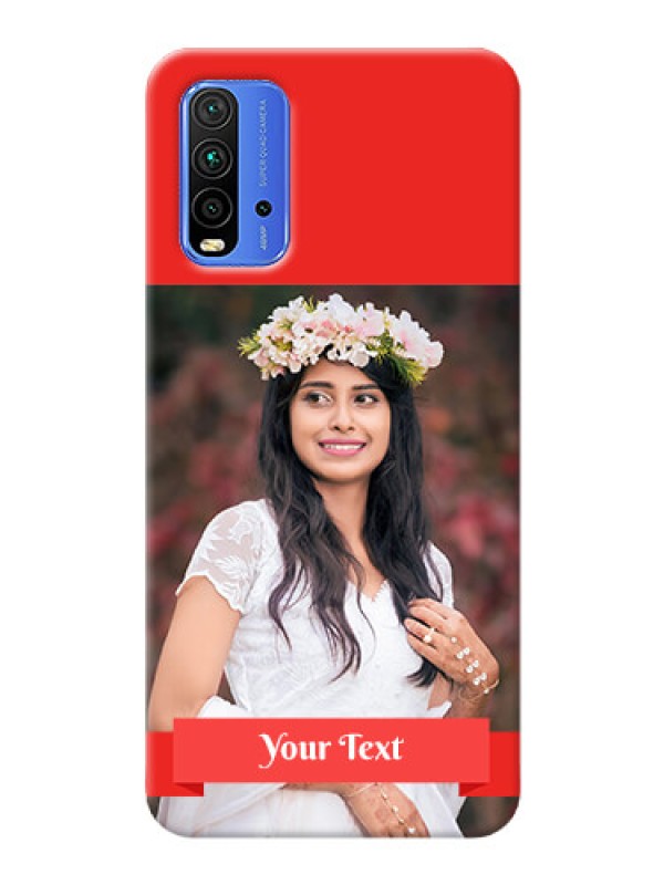 Custom Redmi 9 Power Personalised mobile covers: Simple Red Color Design
