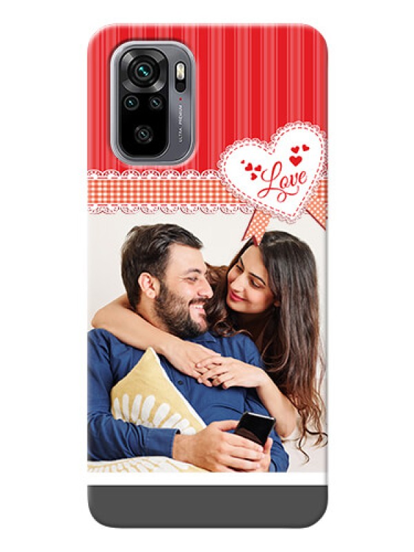 Custom Redmi Note 10 phone cases online: Red Love Pattern Design