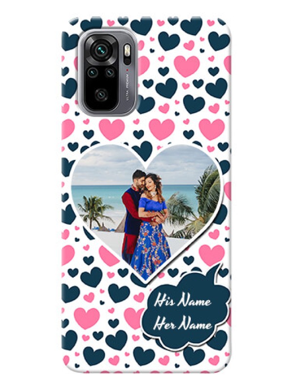 Custom Redmi Note 10 Mobile Covers Online: Pink & Blue Heart Design