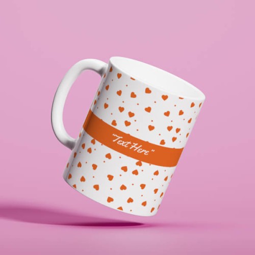 Heart Symbols Pattern Background Design On Mug