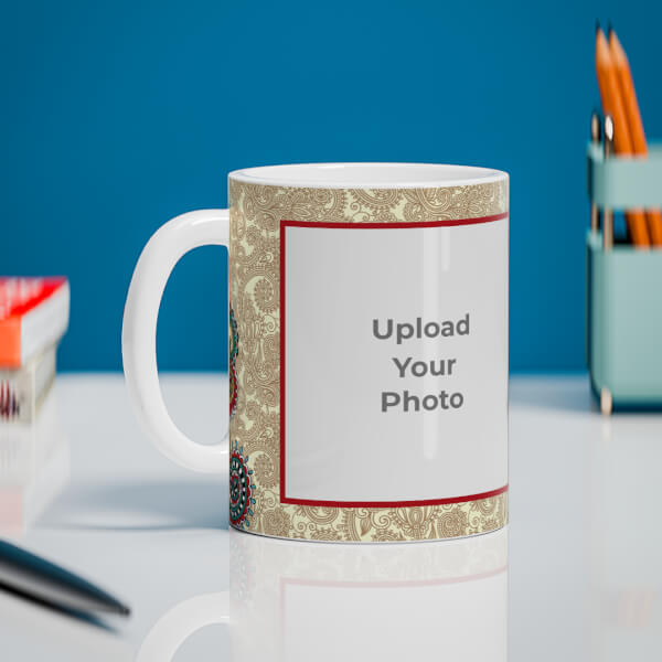 Custom Traditional Background With 4 Pic Upload Design On Mug