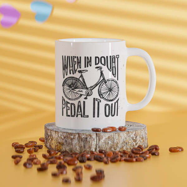 Custom When In Doubt Pedal It Out Quote Design On Mug