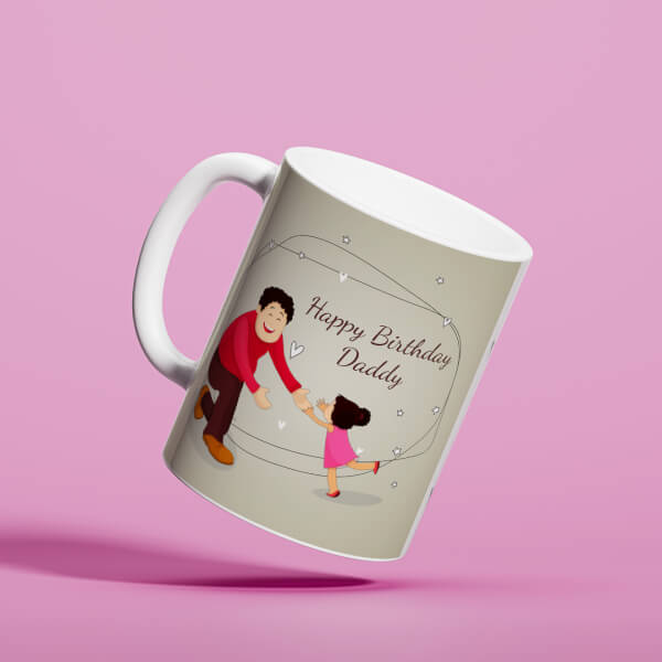 Custom Happy Birthday Daddy With 4 Pics Upload Design On Mug
