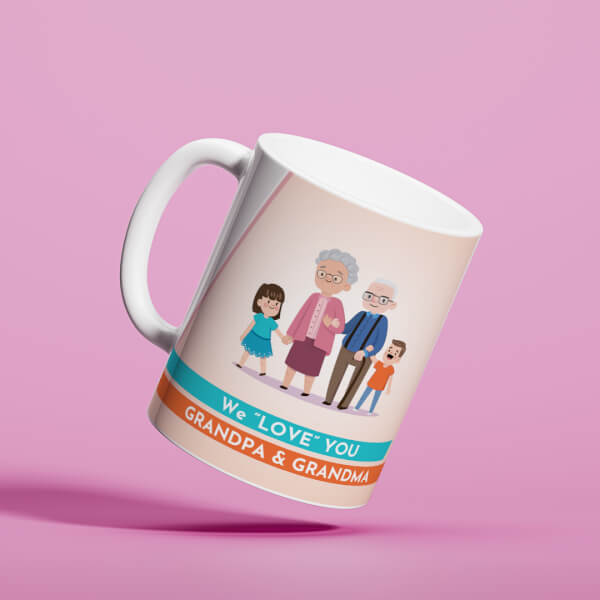 Custom Grand Parents With Grand Children’s Design On Mug