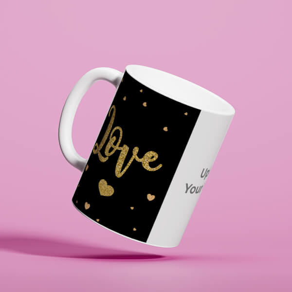 Custom Gold Textured Love Design On Mug