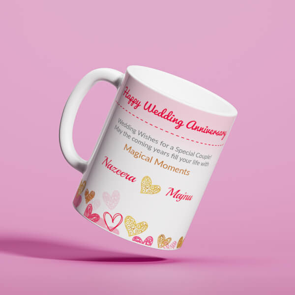 Custom Happy Wedding Anniversary Design On Mug