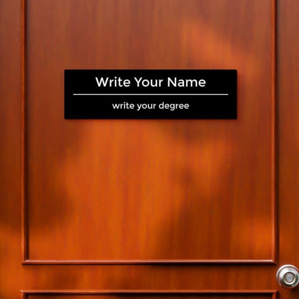 Custom Horizantally Divided Rectangular Design Black Color Nameplate