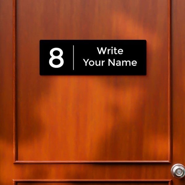 Custom Vertically Divided Rectangular Design Black Color Nameplate