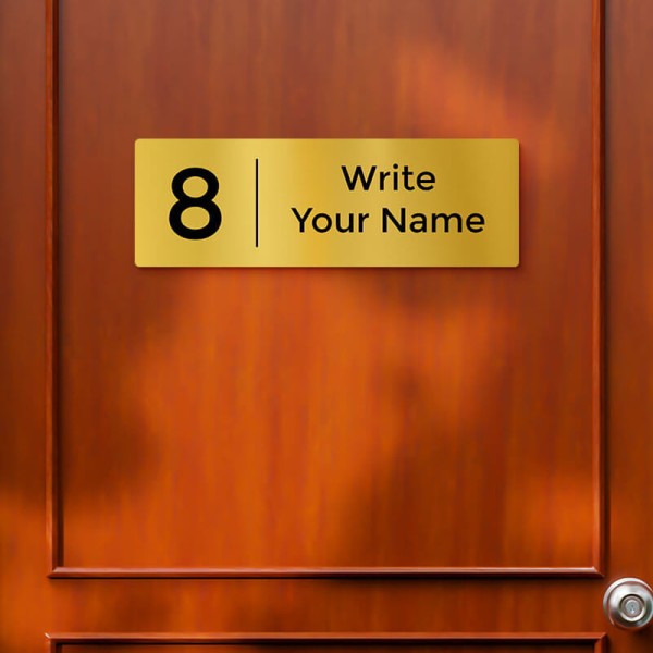 Custom Vertically Divided Rectangular Design Gold Color Nameplate