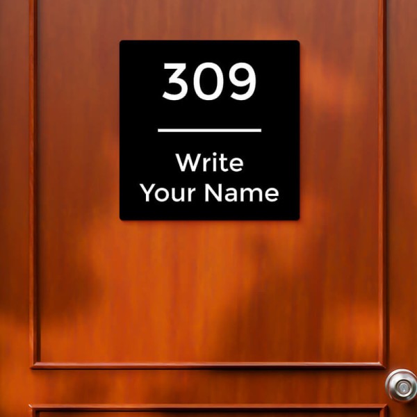 Custom Center-Aligned Square Design Black Color Nameplate