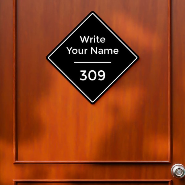 Custom Rhombus Design Black Color Nameplate