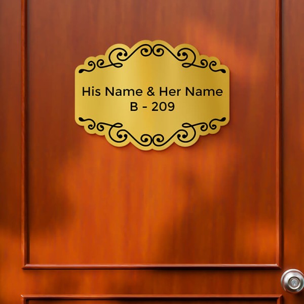 Custom Vintage Floral Design Gold Color Nameplate