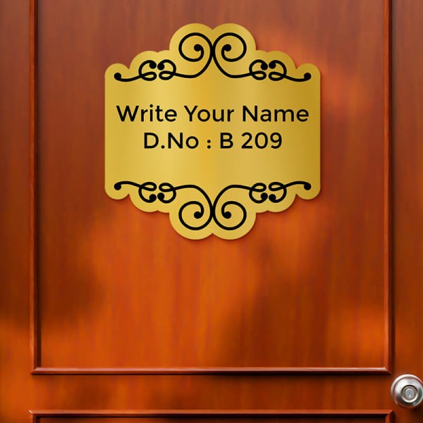 Custom Vintage Bold Floral Design Gold Color Nameplate