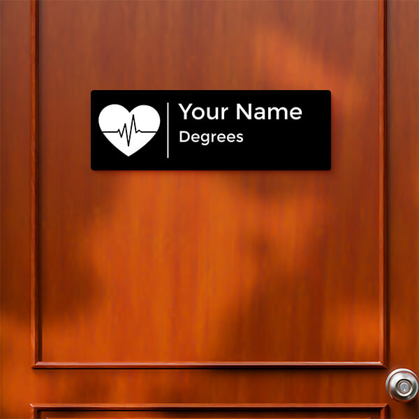 Custom Beating Heart Design Black Color Nameplate