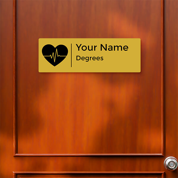 Custom Beating Heart Design Gold Color Nameplate