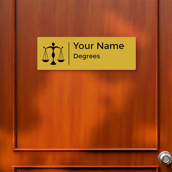 Custom Equal Justice For All Design Gold Color Nameplate