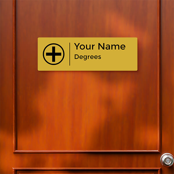 Custom Medical Themed Plain Design Gold Color Nameplate