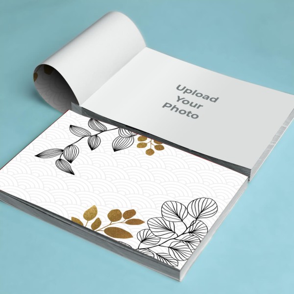 Custom Picture book with White and Brown Floral Design Cover
